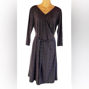 Talbots Black and Purple Long Sleeve Dress